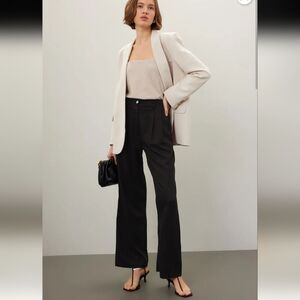 Donni Black Twill Pleated Trouser Pants Size 2 Career City Chic